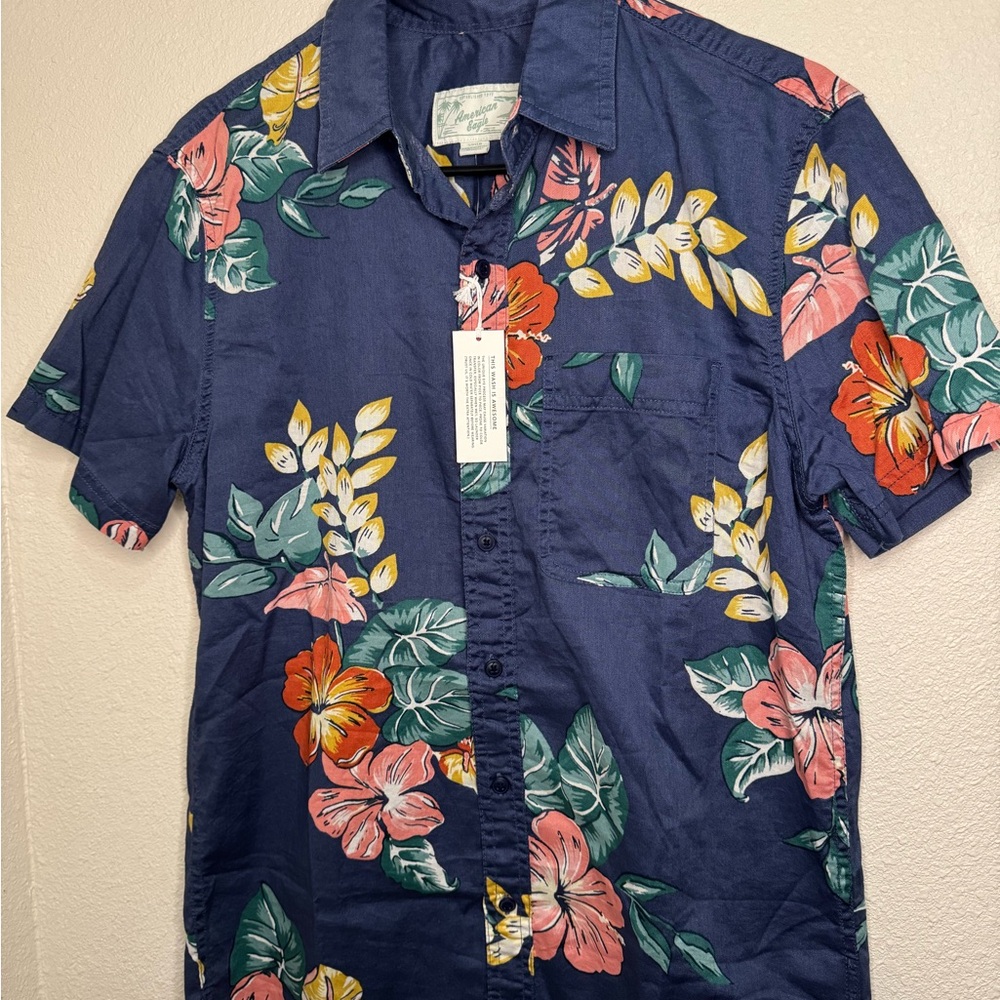 American Eagle Outfitters Navy Floral Men's Shirt